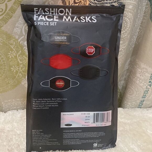 Fashion Face Masks. 5 Piece Set. NIP. - Picture 2 of 2